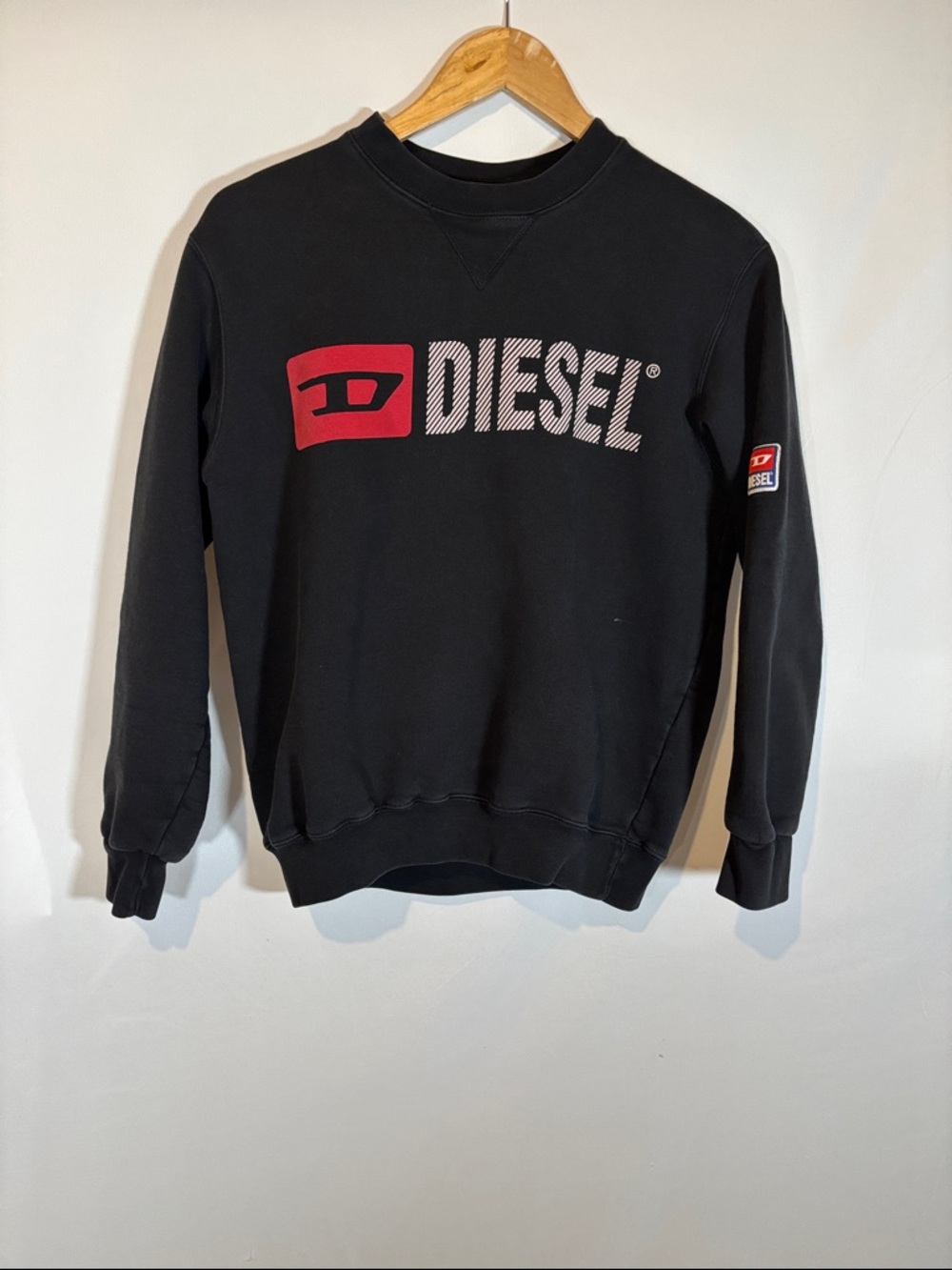 Diesel Black Crewneck Sweatshirt with Red Logo